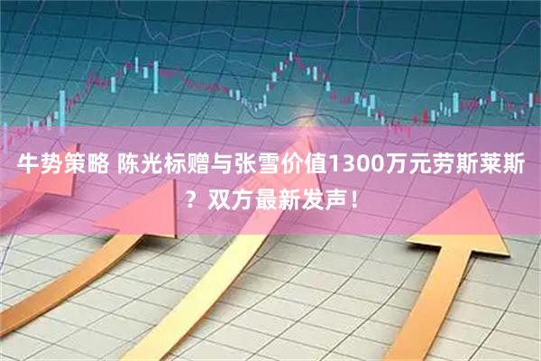 牛势策略 陈光标赠与张雪价值1300万元劳斯莱斯？双方最新发声！