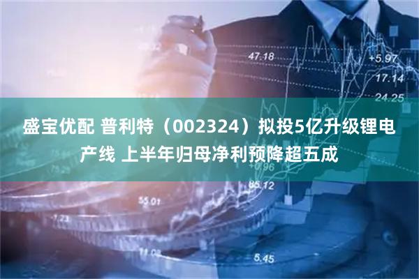 盛宝优配 普利特（002324）拟投5亿升级锂电产线 上半年归母净利预降超五成